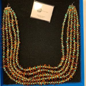 Jay King Amber & Turquoise Chip Necklace
